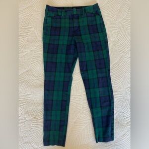 Old Navy Women's Green and Navy Plaid Ankle Pants
